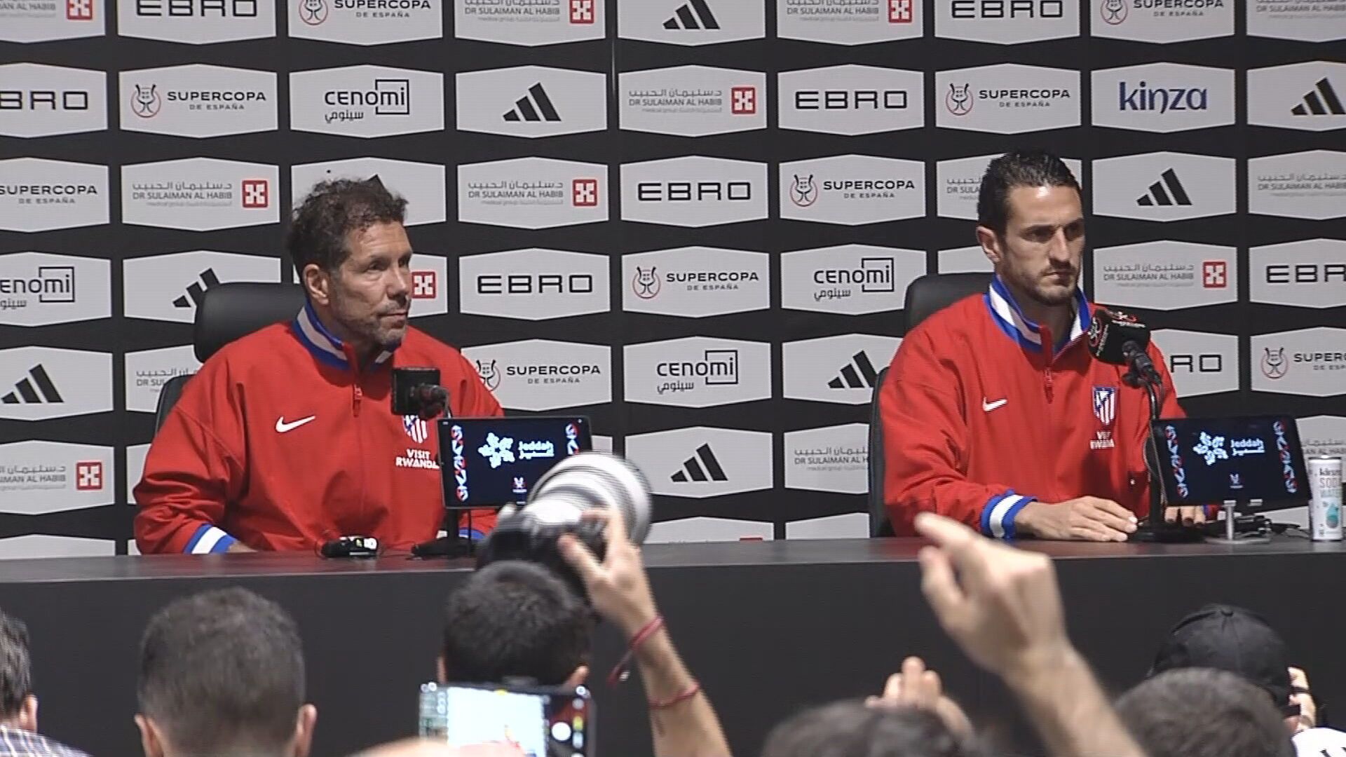 Koke y Simeone en rueda de prensa