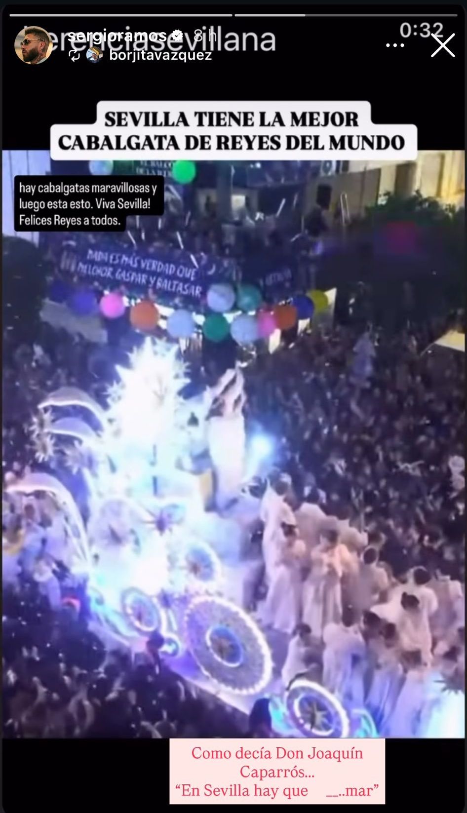 La 'storie' compartida por Sergio Ramos.