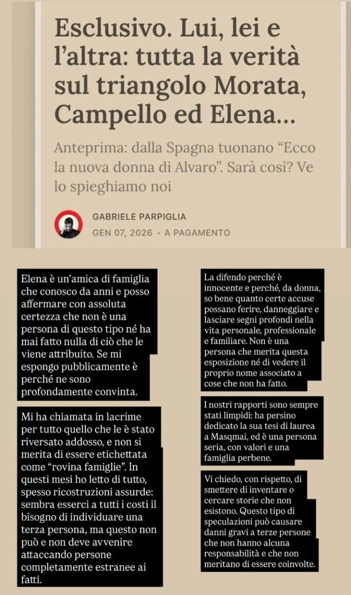 Alice Campello desmiente una información sobre Álvaro Morata y una supuesta amante