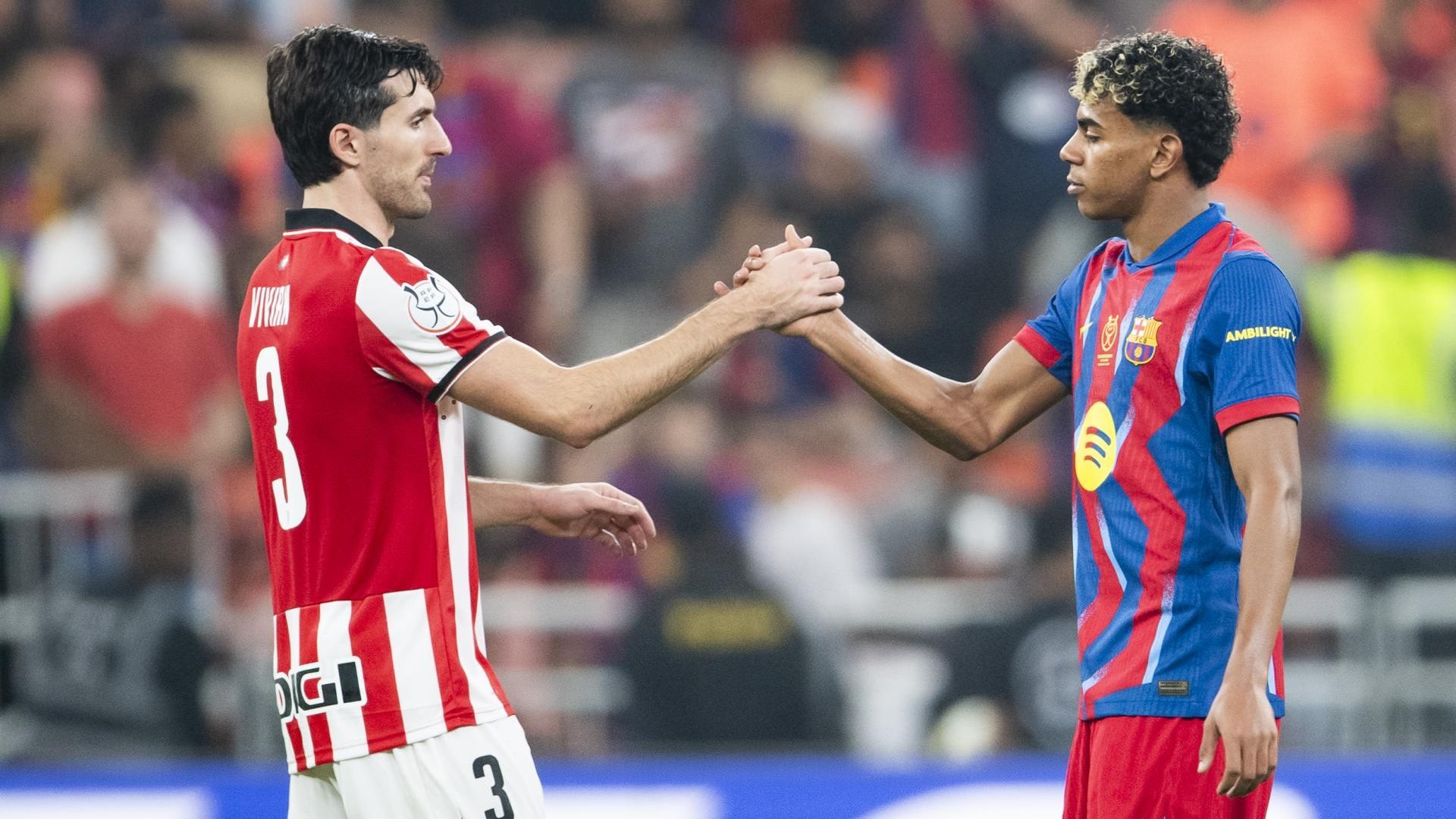Dani Vivian y Lamine Yamal, tras la semifinal de la Supercopa