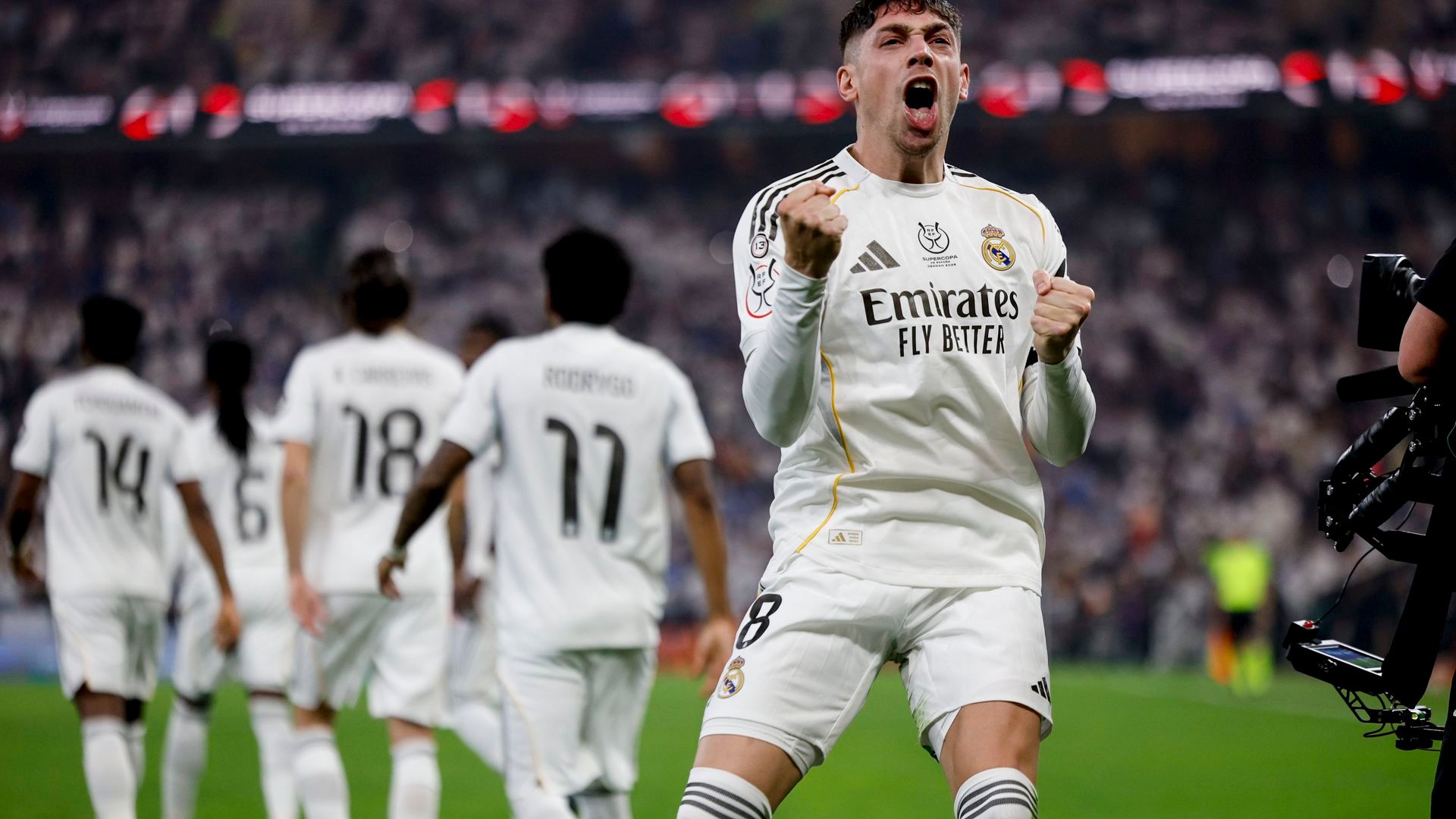Fede Valverde celebrando el gol ante el Atleti en la Supercopa