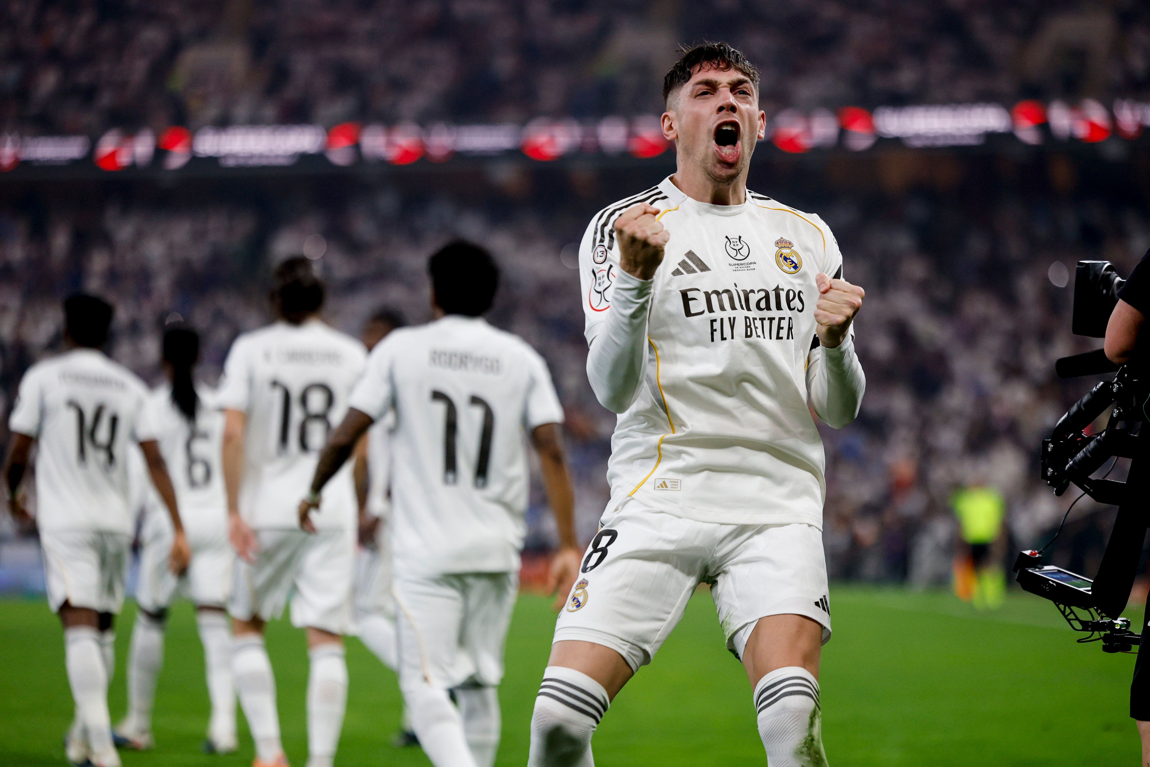 Fede Valverde celebrando el gol ante el Atleti en la Supercopa