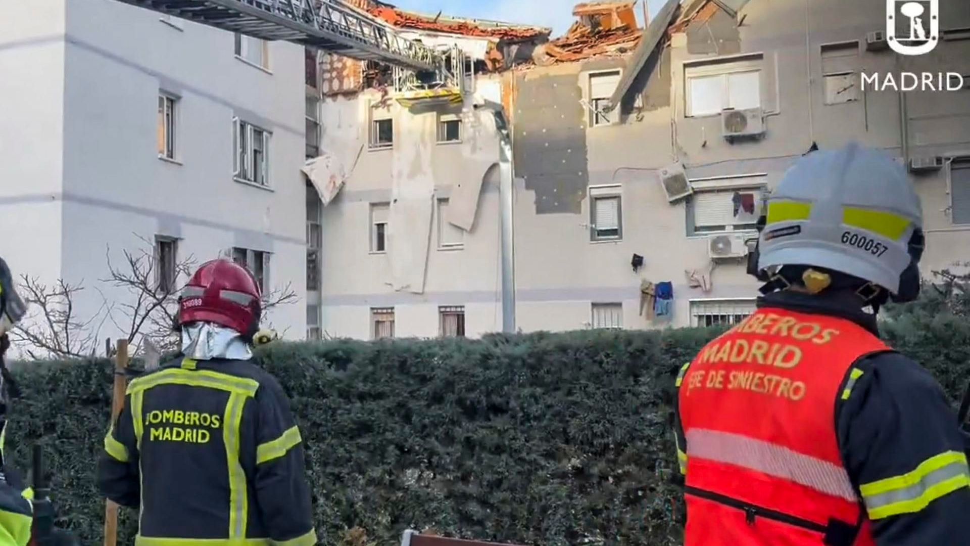 Los efectos de la explosión en un edificio de Carabanchel, en Madrid