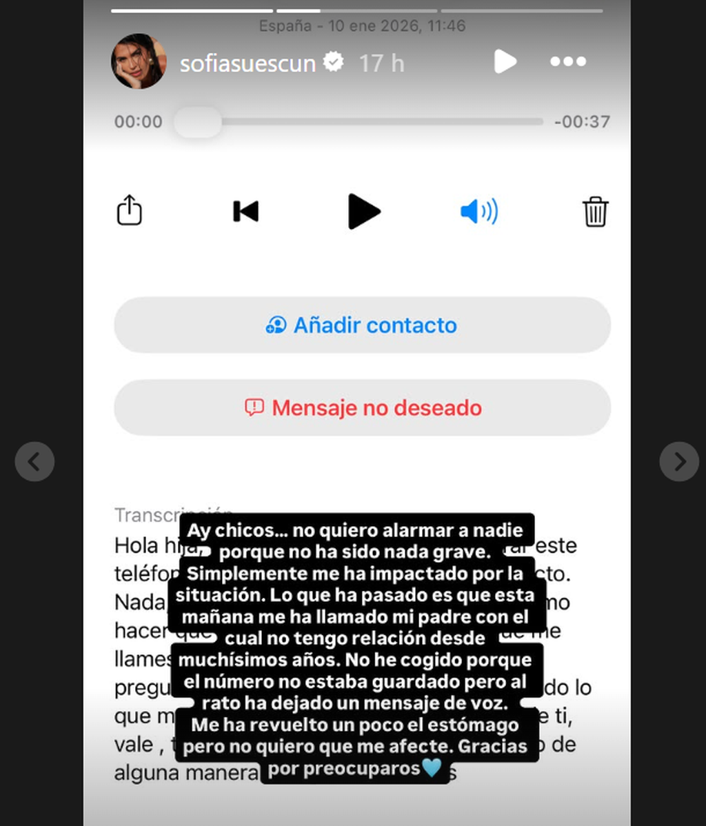 El padre de Sofía Suescun se pone en contacto con ella
