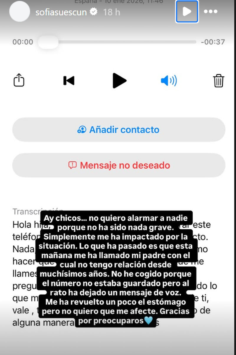 Sofía enseña que su padre le ha llamado