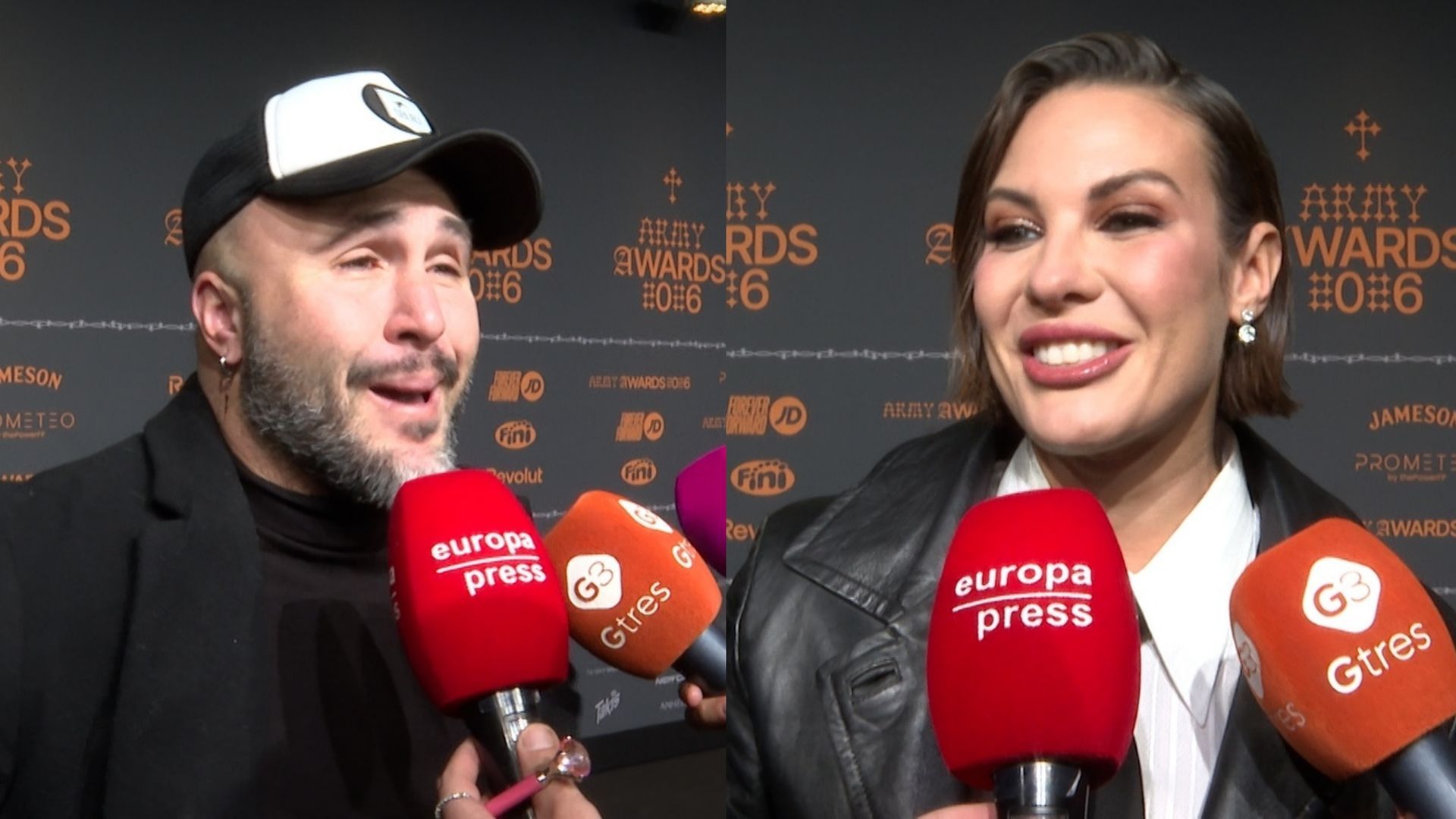 Kiko Rivera y Jessica Bueno atendiendo a los medios en los Army Awards 2026