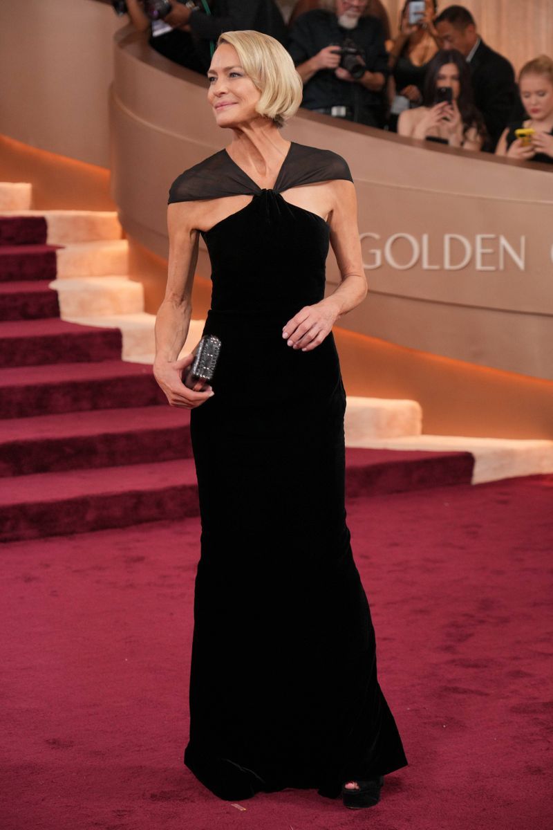 Robin Wright, en la alfombra roja de los Globos de Oro 2026