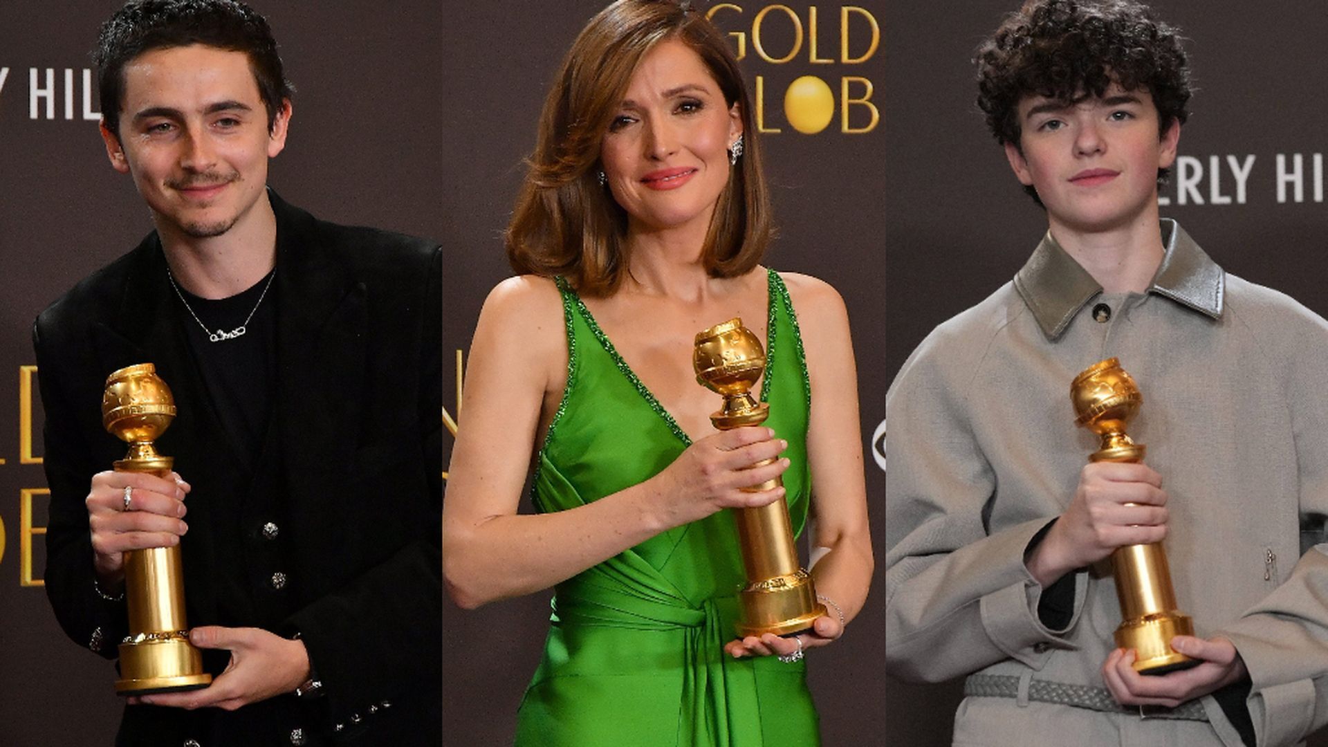 Timothée Chalamet, Rose Byrne y Owen Cooper, tres de los ganadores de los Globos de Oro 2026
