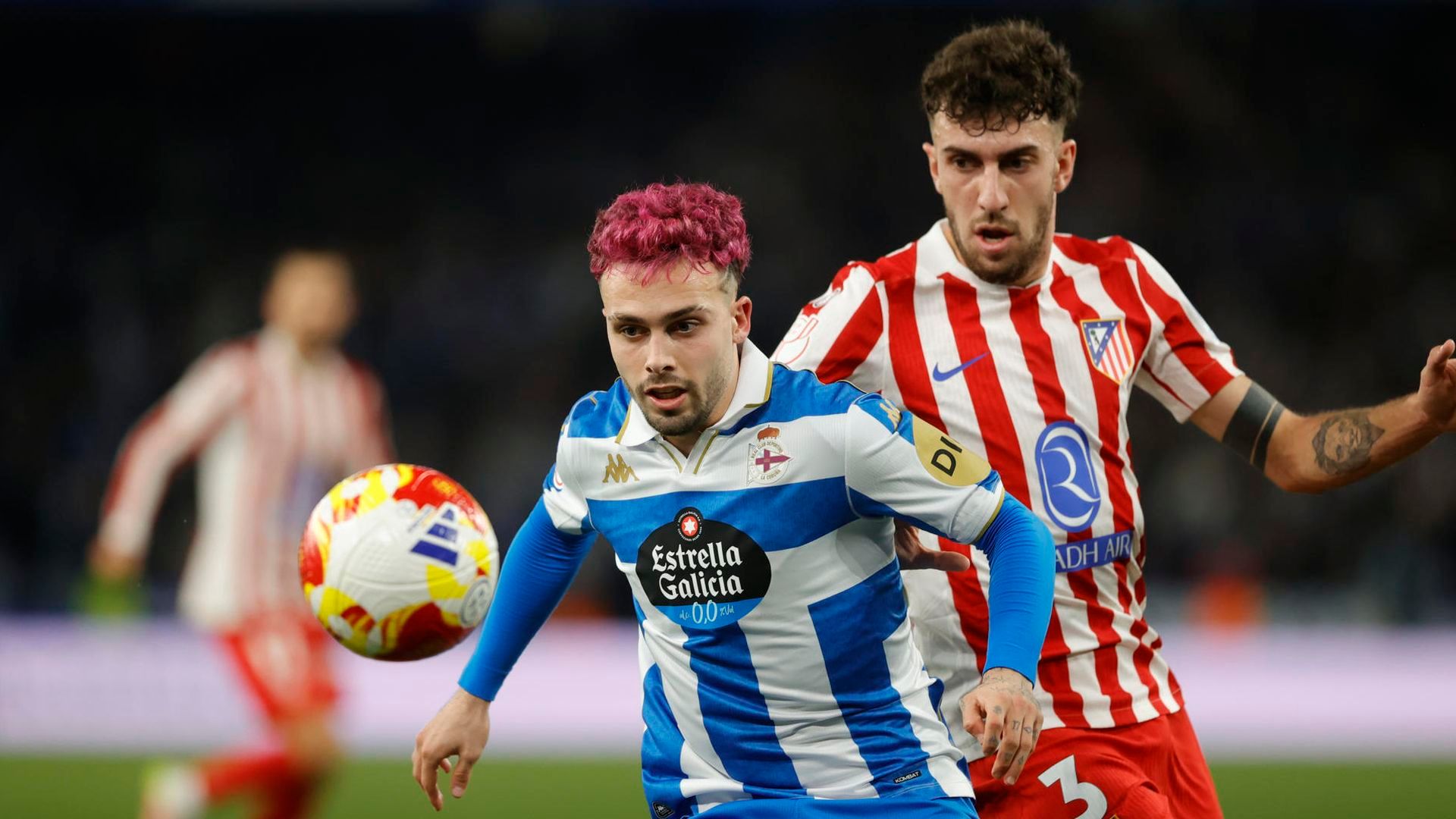 David Mella y Ruggeri en el Dépor-Atlético de Madrid