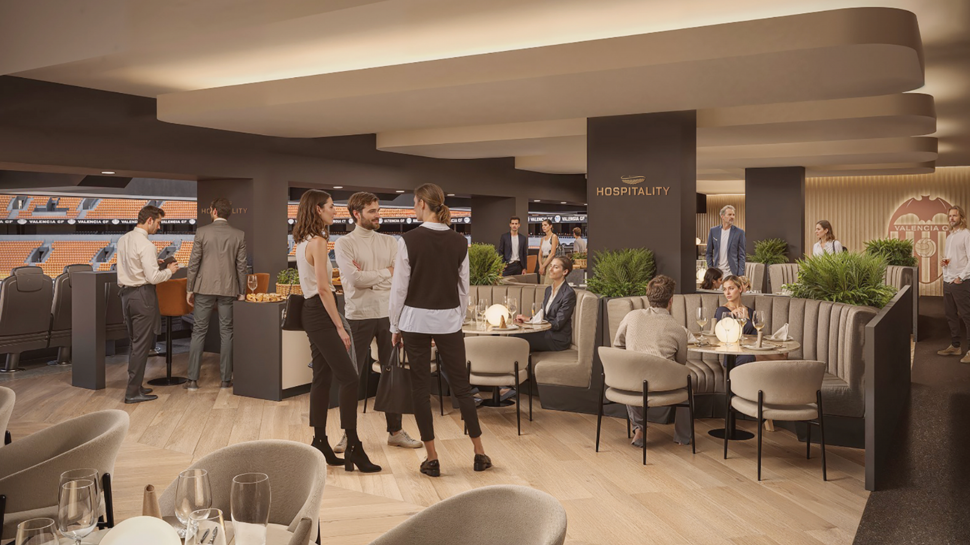 Detalles del Nou Mestalla Experience: una zona de hospitality abierta al campo