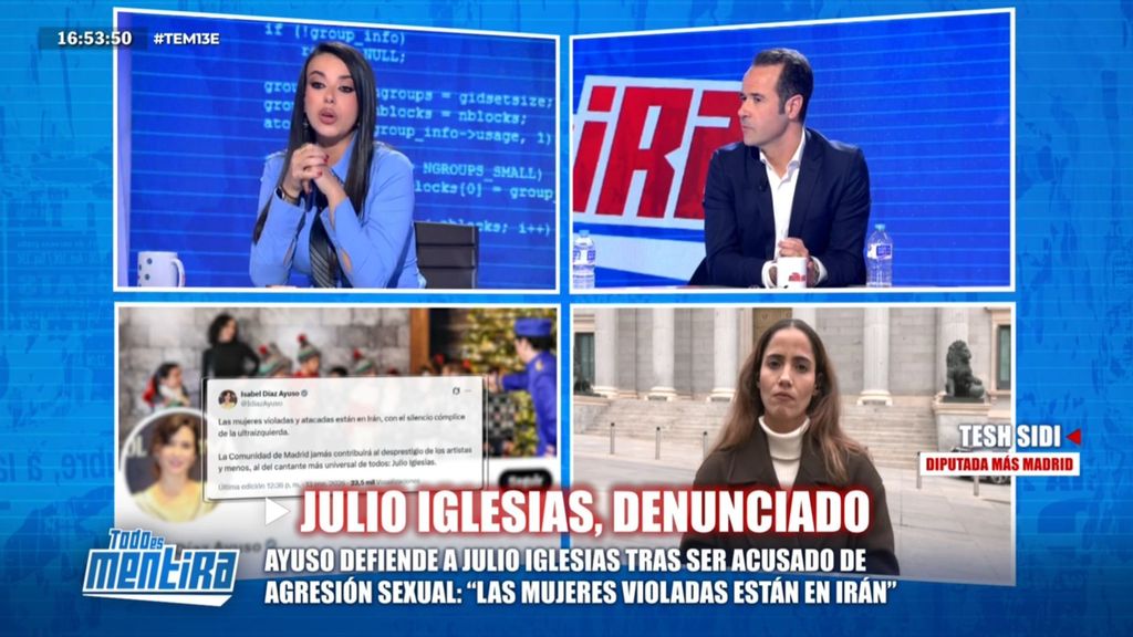 Sarah Santaolalla carga contra Isabel Díaz Ayuso tras defender a Julio Iglesias: "Con mujeres como ella, sobreviven hombres como él"