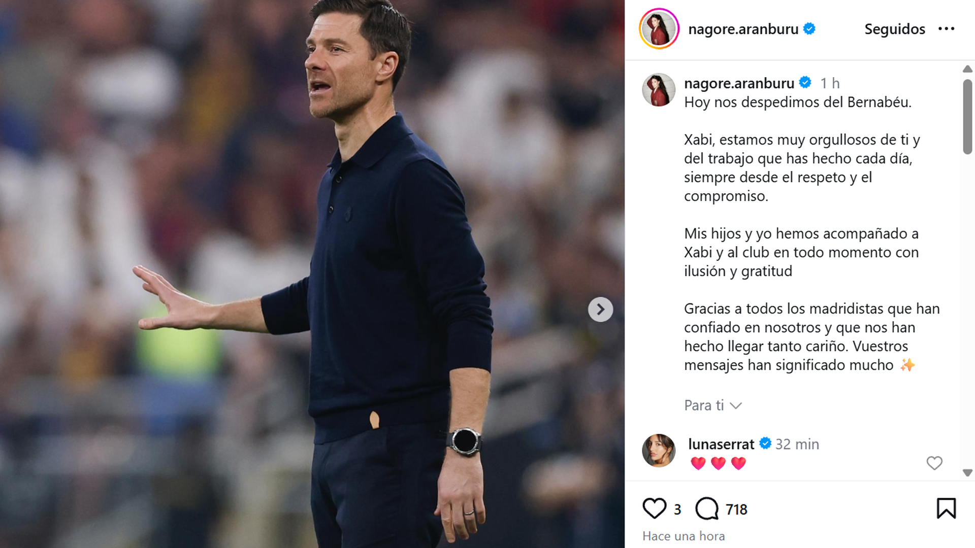 Nagore Aranburu escribe una carta a su marido, Xabi Alonso