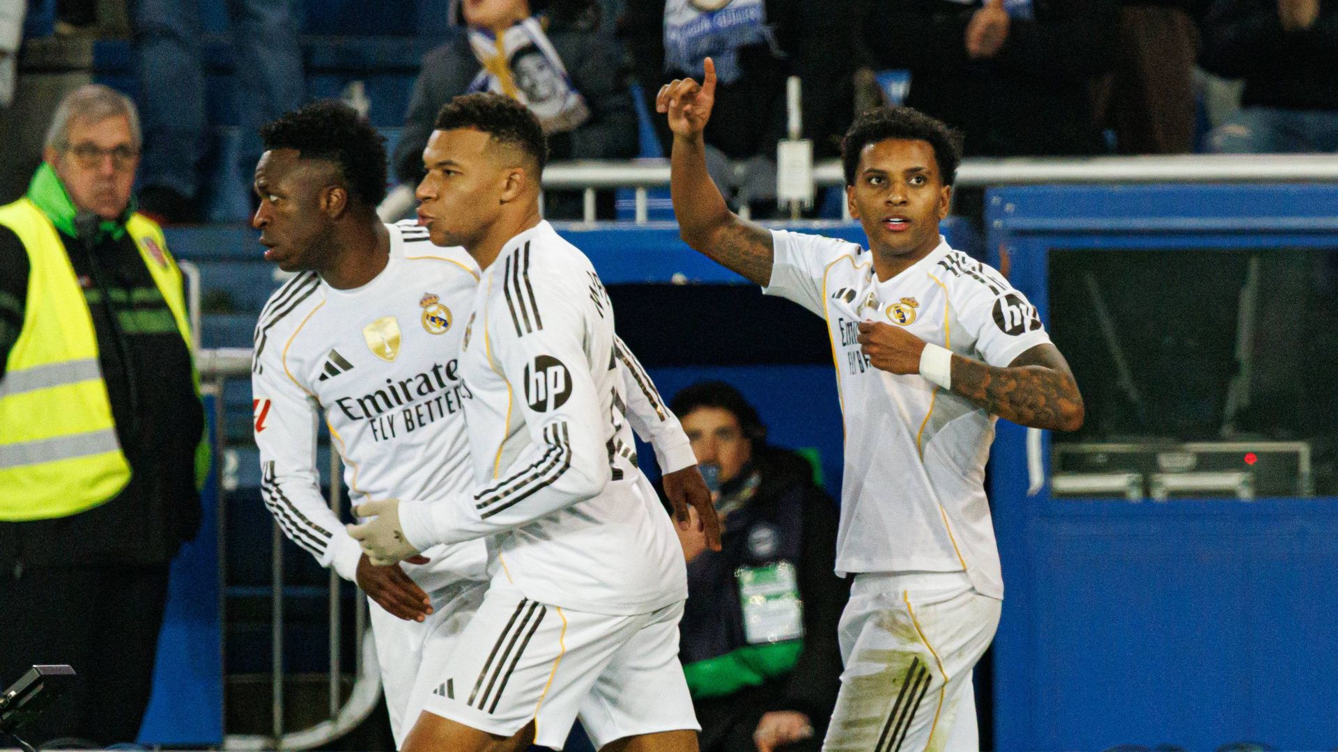 Vinicius, Mbappé y Rodrygo en un partido del Real Madrid