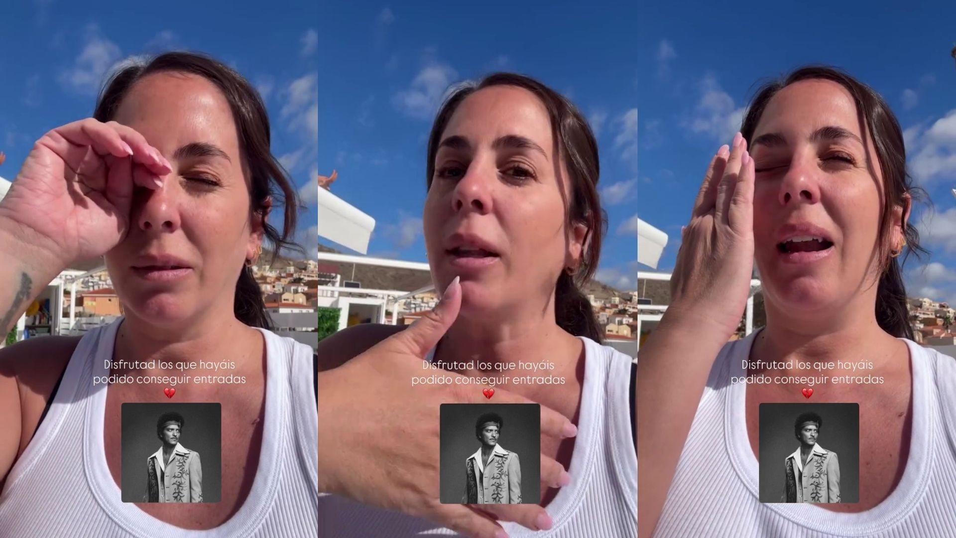 Anabel Pantoja, llorando al quedarse sin entradas para Bruno Mars