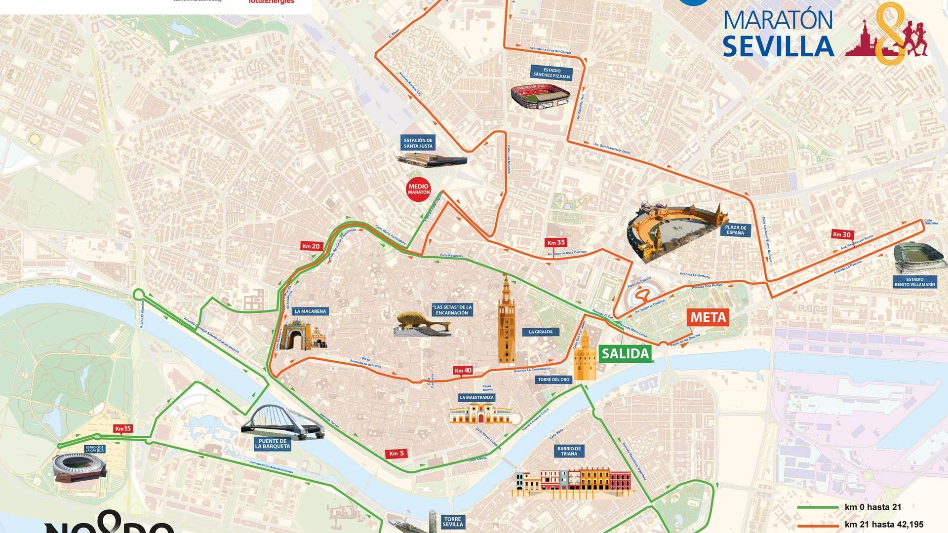 El nuevo recorrido de la Maratón de Sevilla