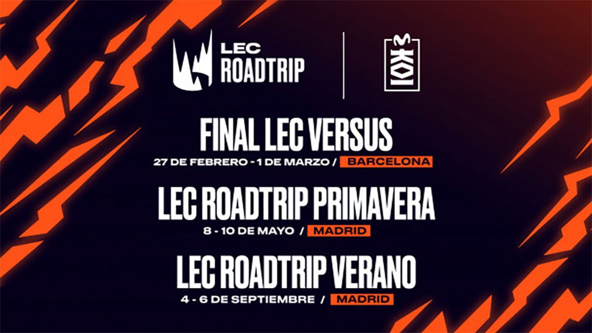 Tres eventos de LEC en España este 2026