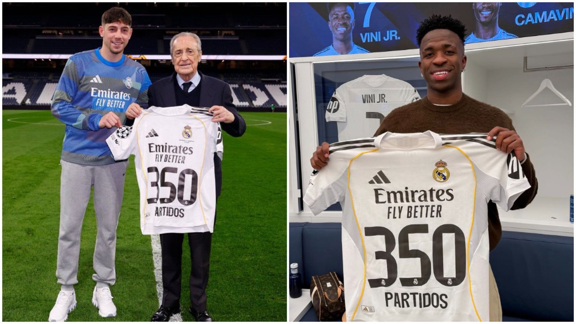 Las imágenes de los 350 partidos de Vinicius Jr y Fede Valverde