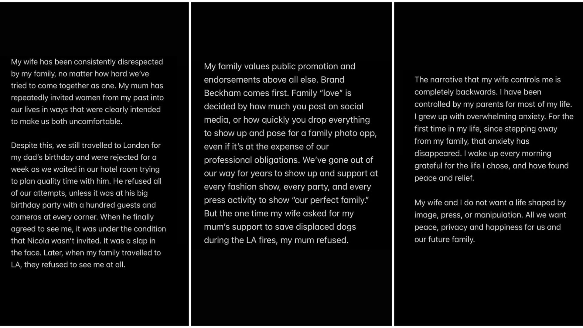 El final del comunicado de Brooklyn contra los Beckham