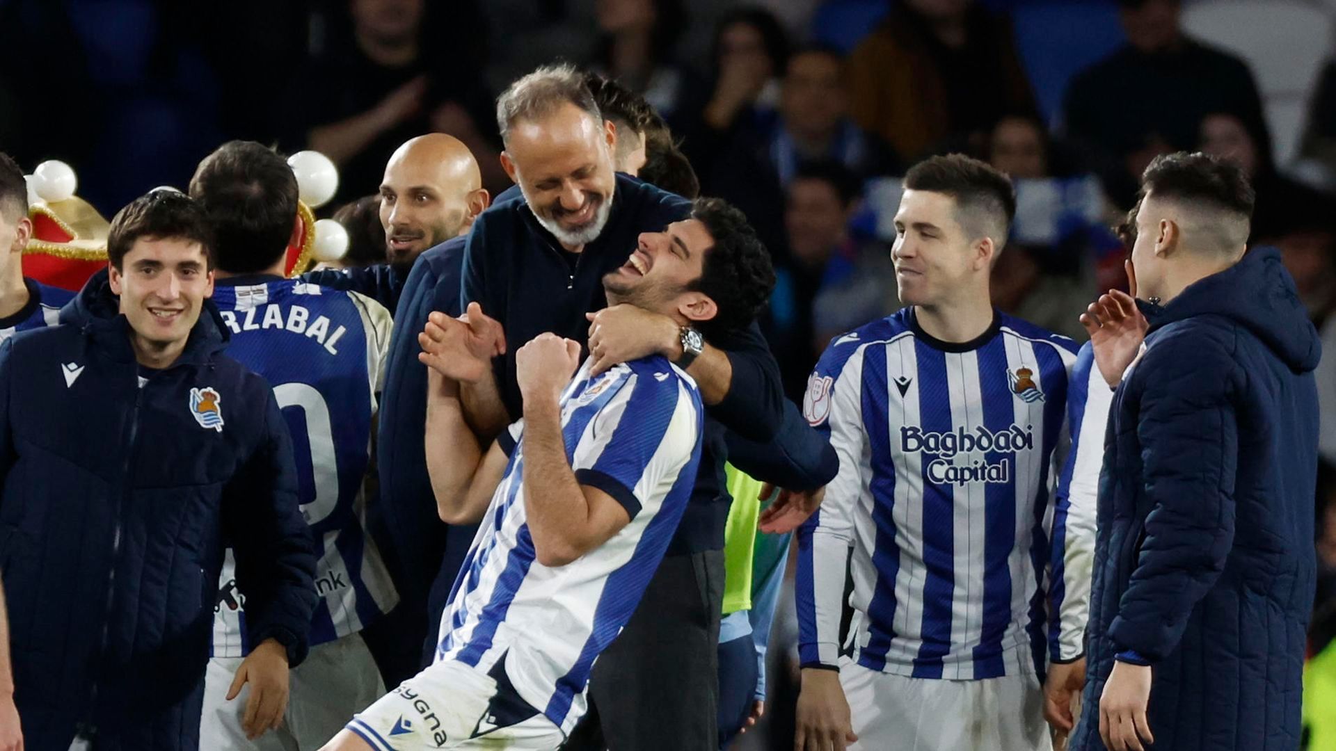 Matarazzo y Guedes tras el partido contra el Barcelona