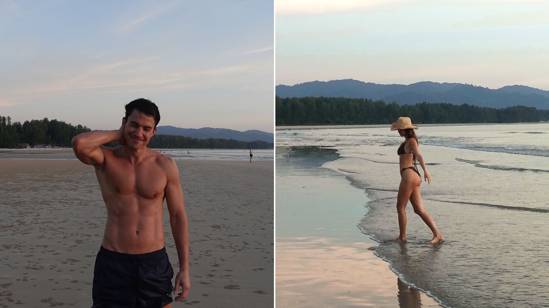 Álex González y Carla Virgós en lamisma playa