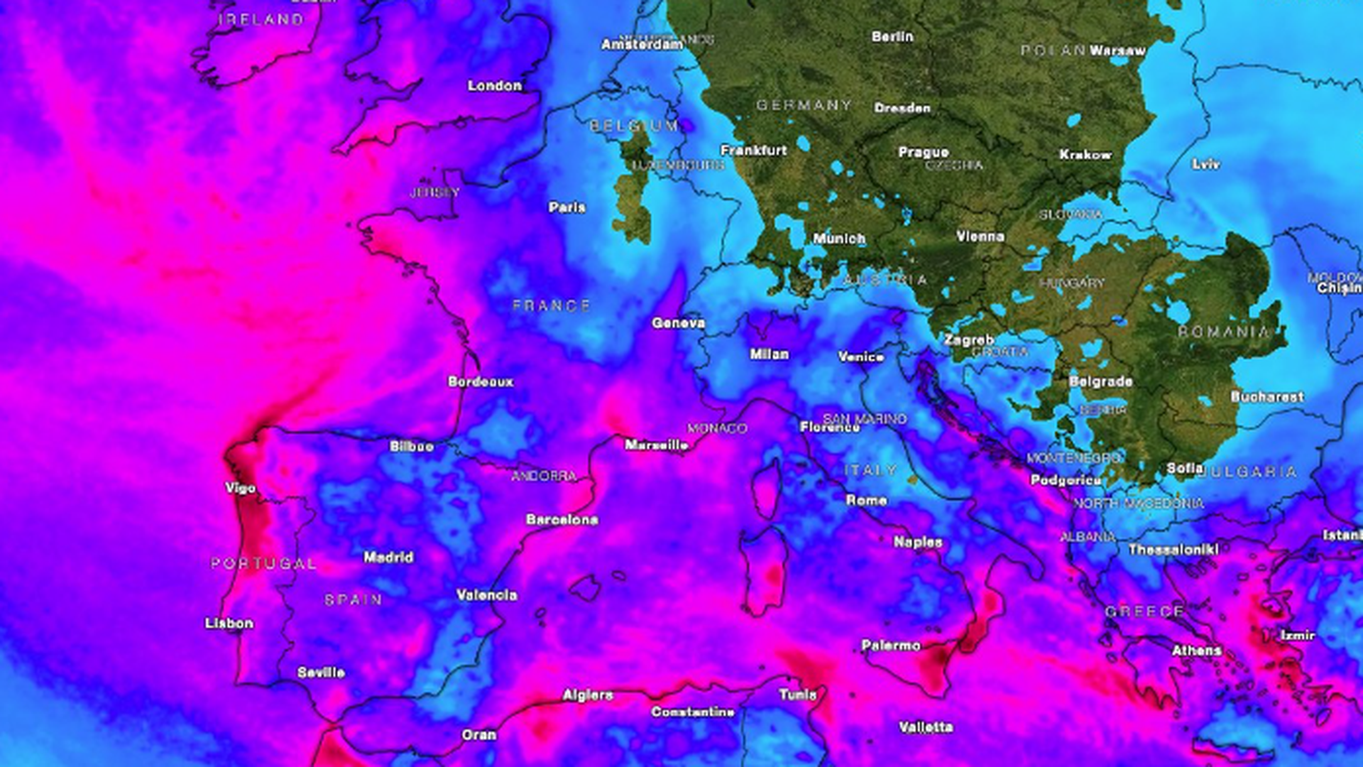 Chorro polar en la Península Ibérica tras el paso de la borrasca Harry