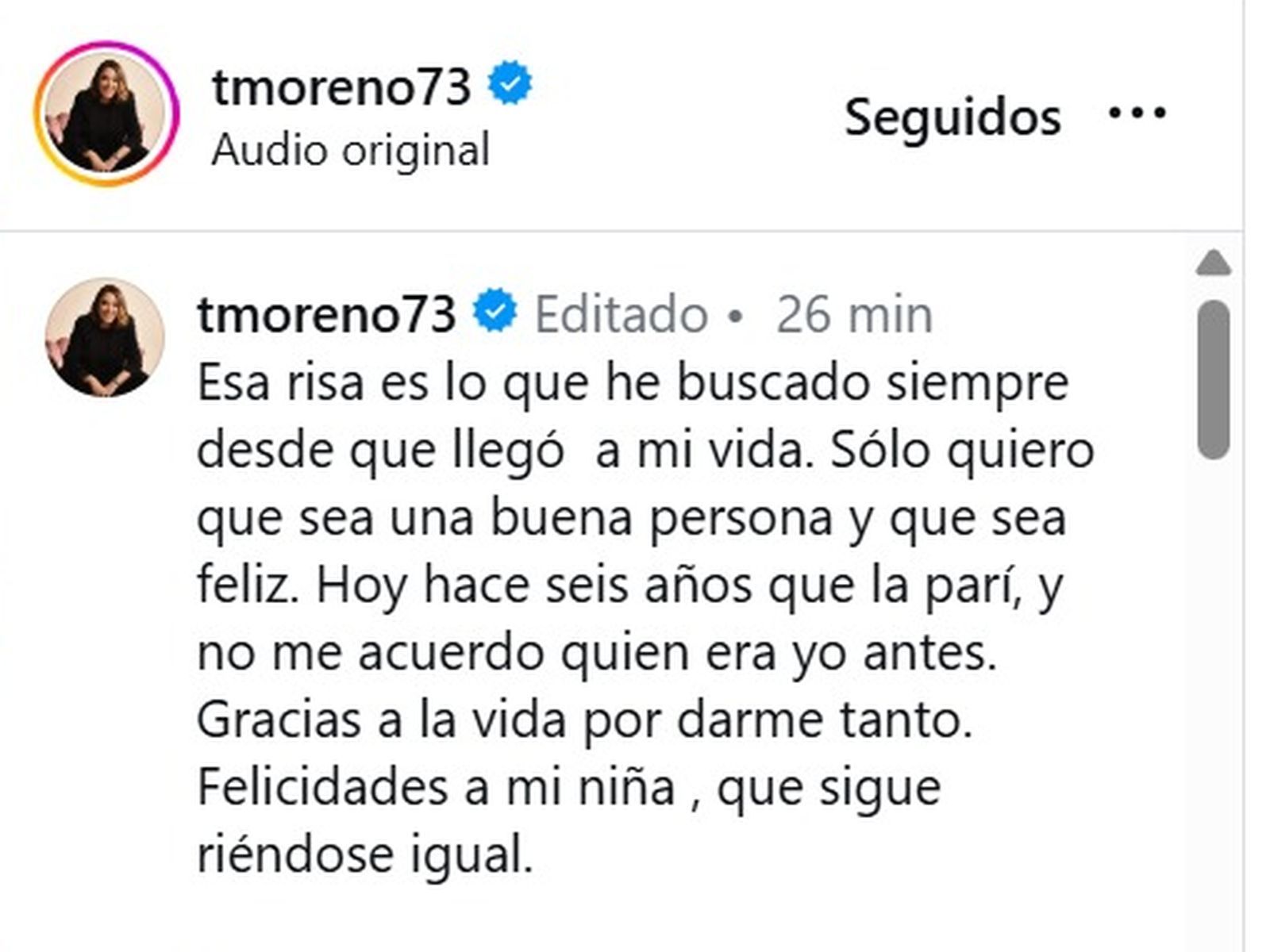 Toñi Moreno felicita a su hija