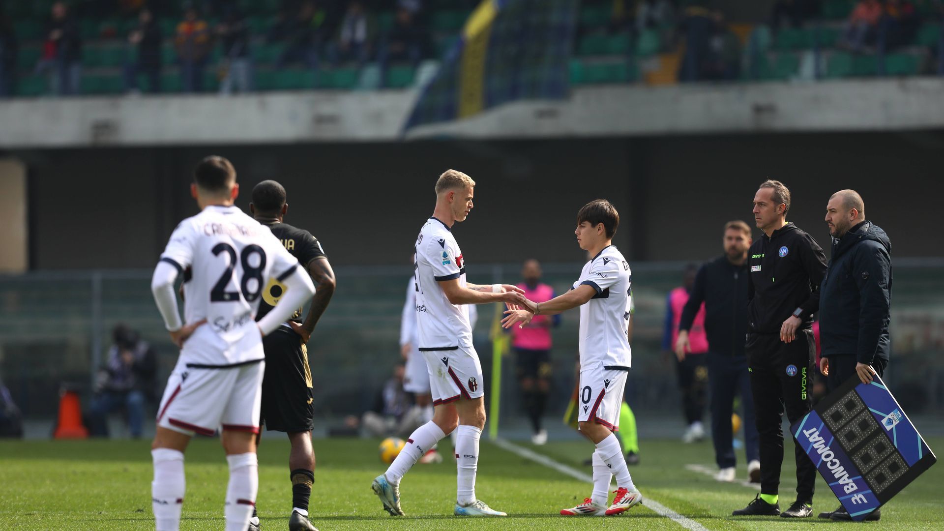 Benjamín Rodríguez, en un partido con el Bolonia