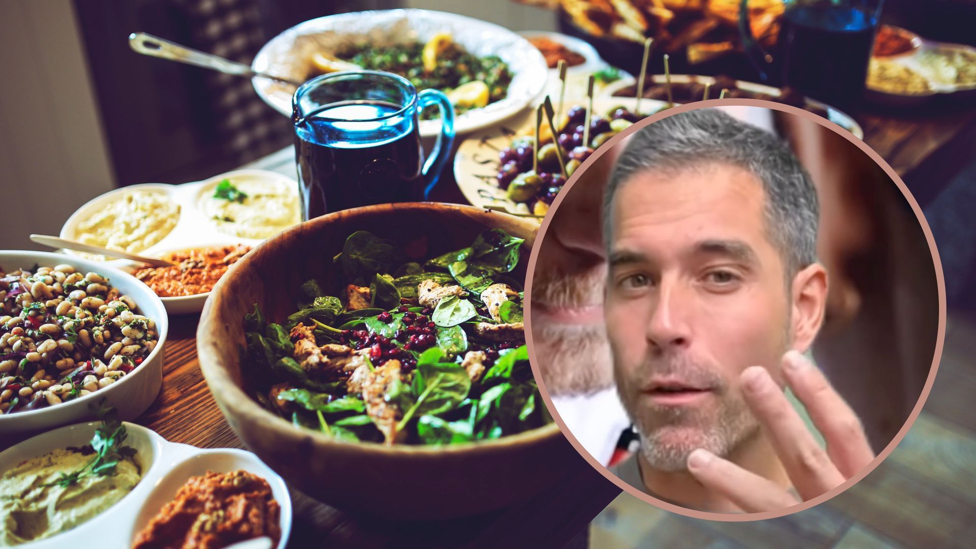 Diversos platos de comida y, a la derecha, Pablo Ojeda Diversos platos de comida y, a la derecha, Pablo Ojeda