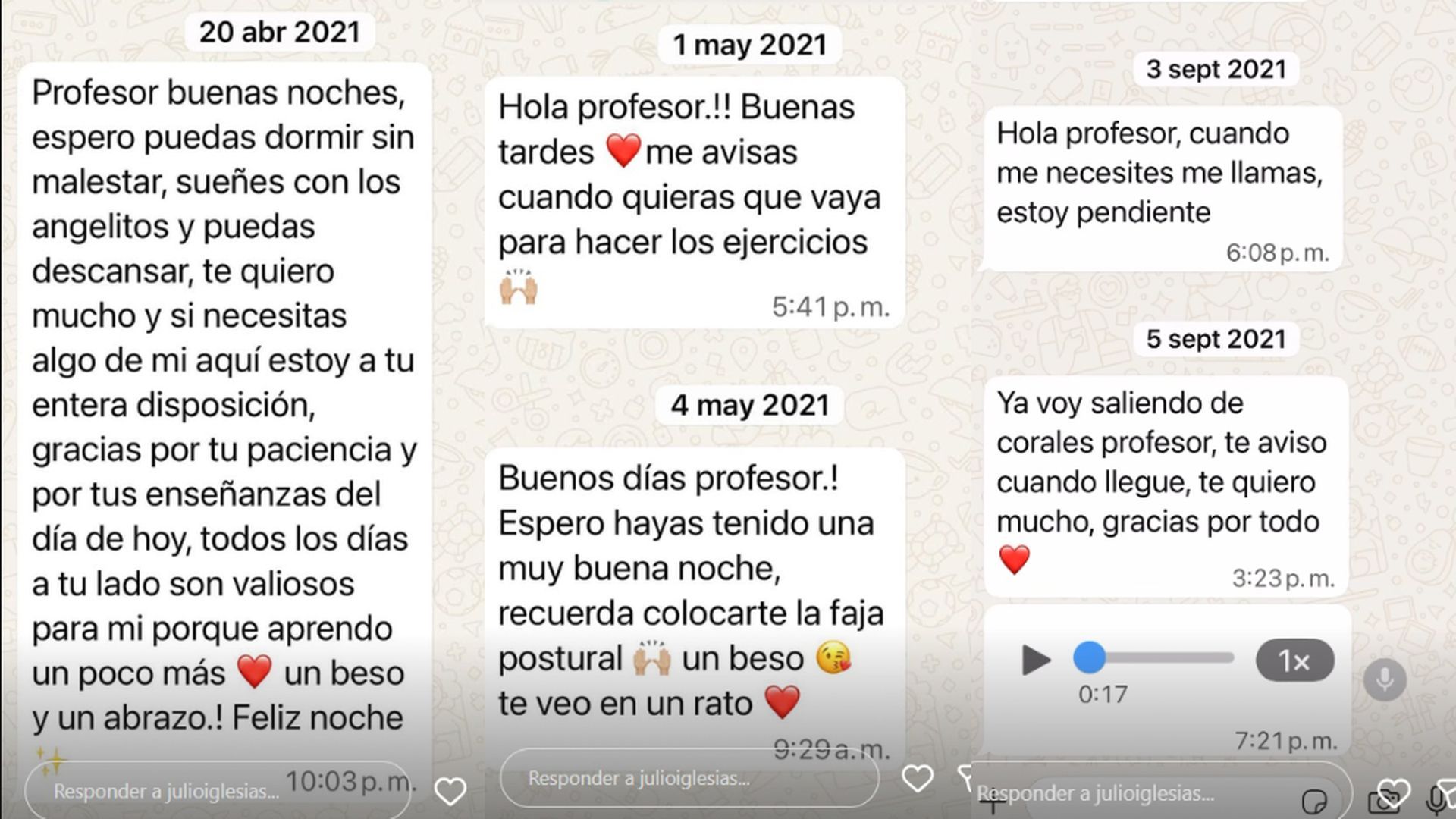 Los mensajes de la extrabajadora de Julio Iglesias