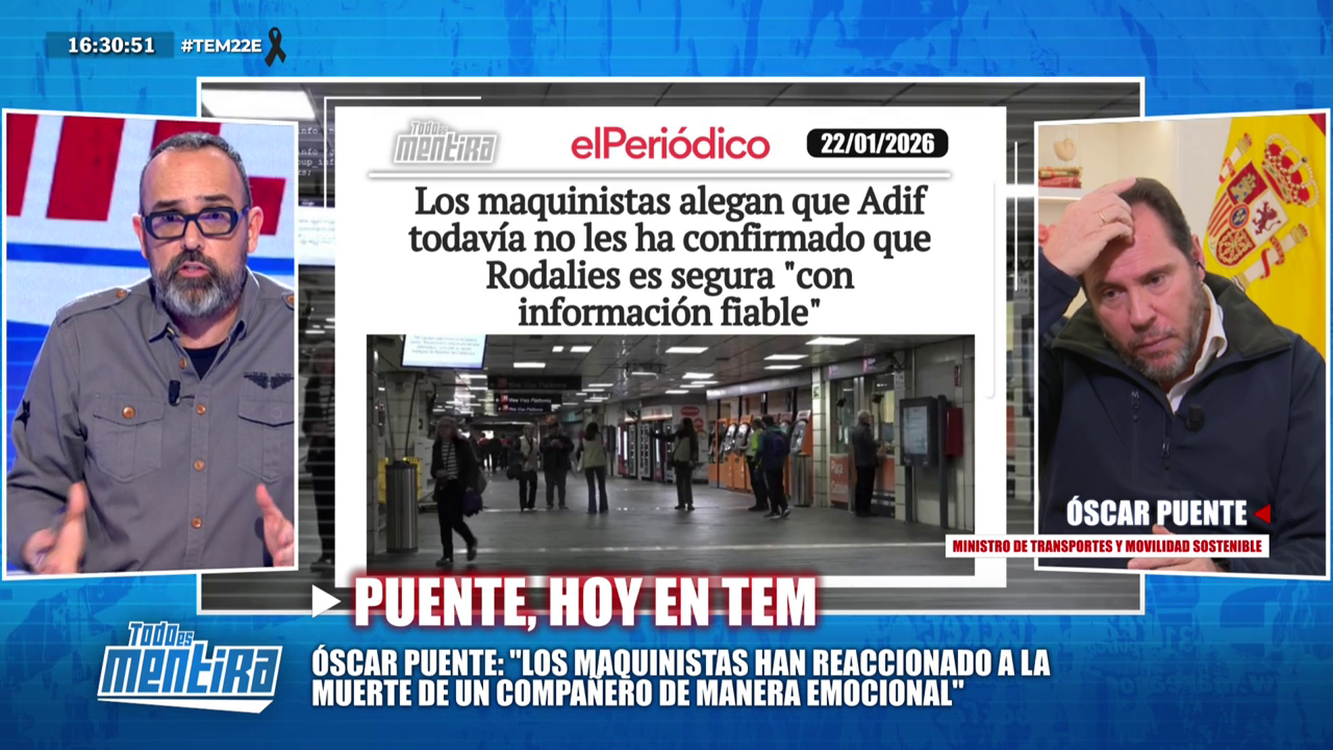 Puente achaca la huelga a una "respuesta emocional" de los maquinistas en 'Todo es mentira'