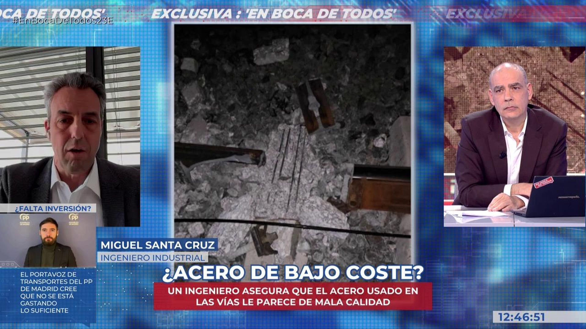 Un ingeniero industrial apunta a la construcción de las vías del tren con "acero de mala calidad"