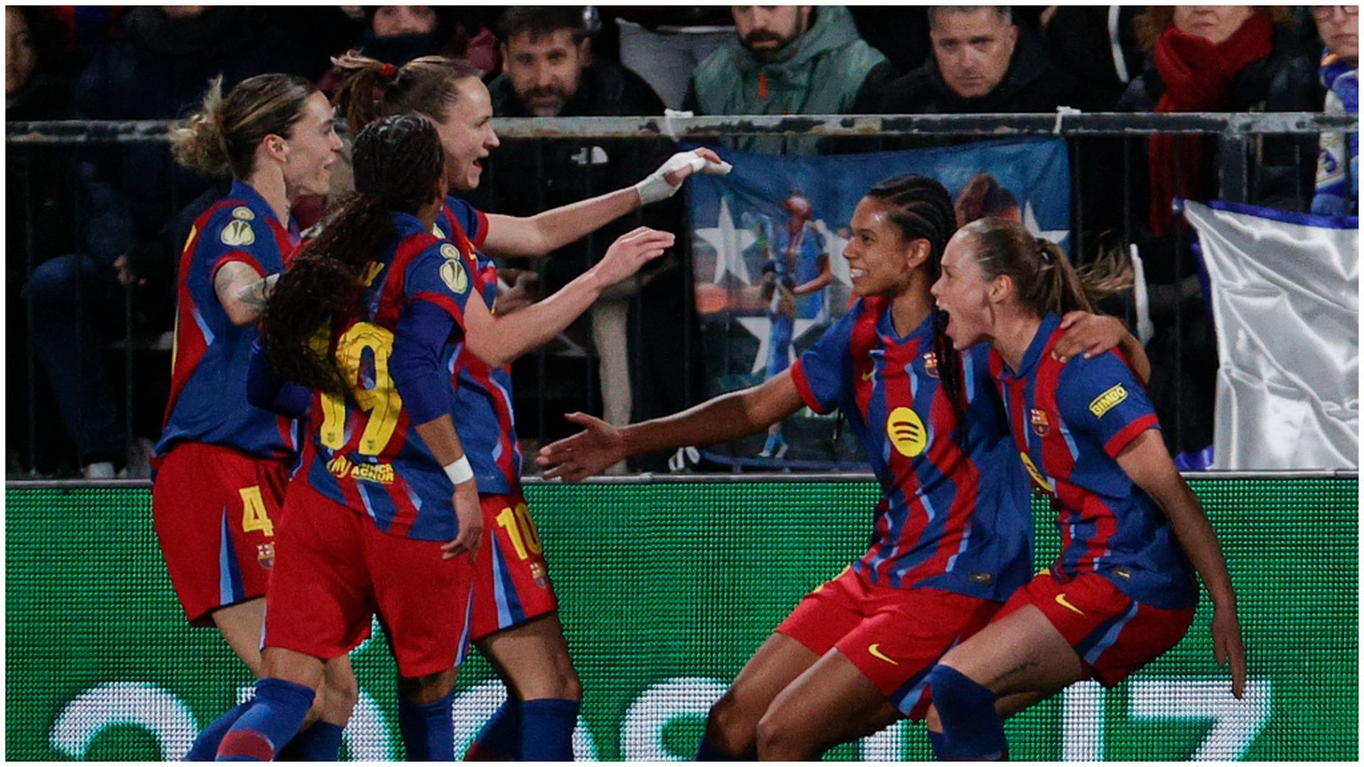 El Barça celebra el gol de Brugts en la final de la Supercopa de España