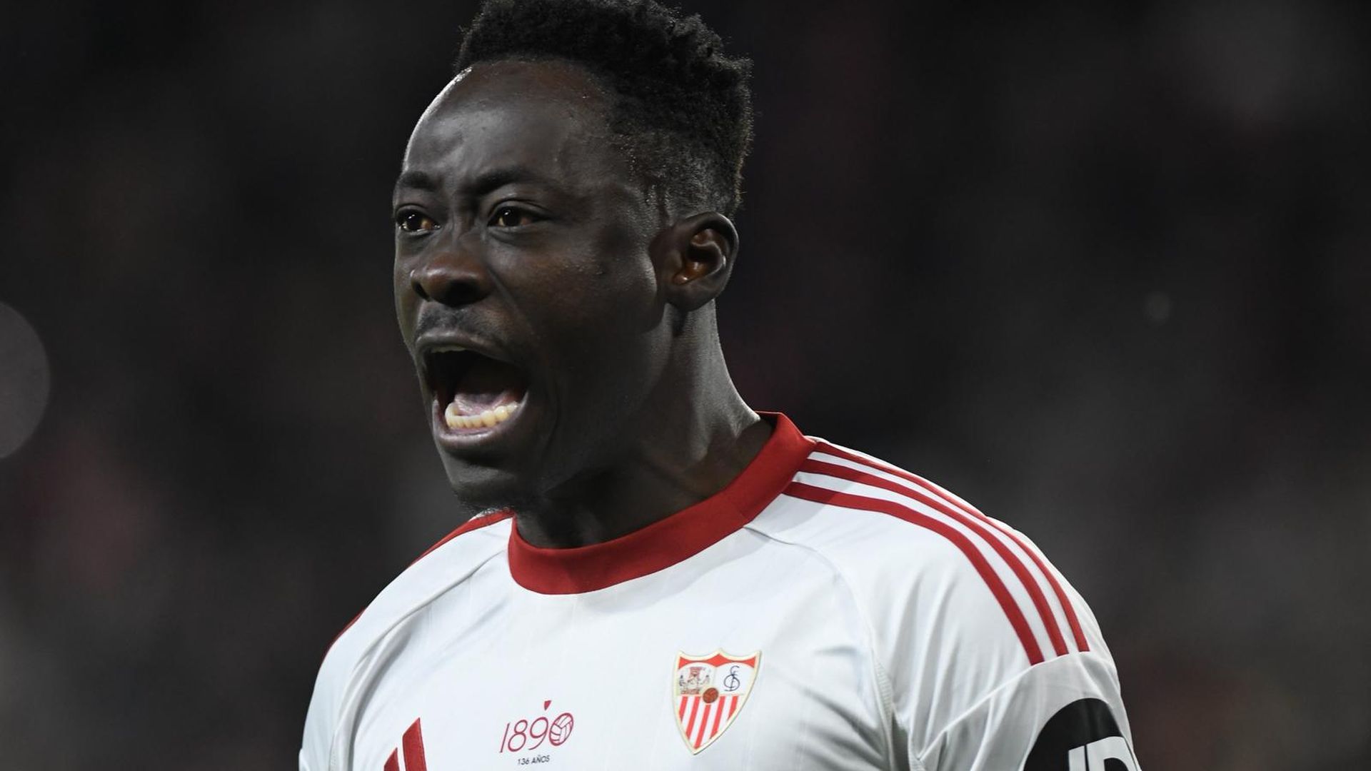 Akor Adams celebra su gol en el Sevilla-Athletic