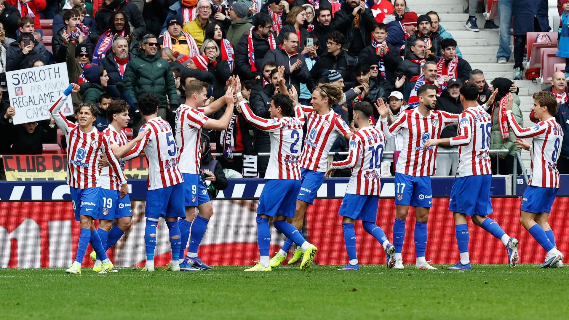 Los jugadores del Atlético de Madrid celebrando un gol