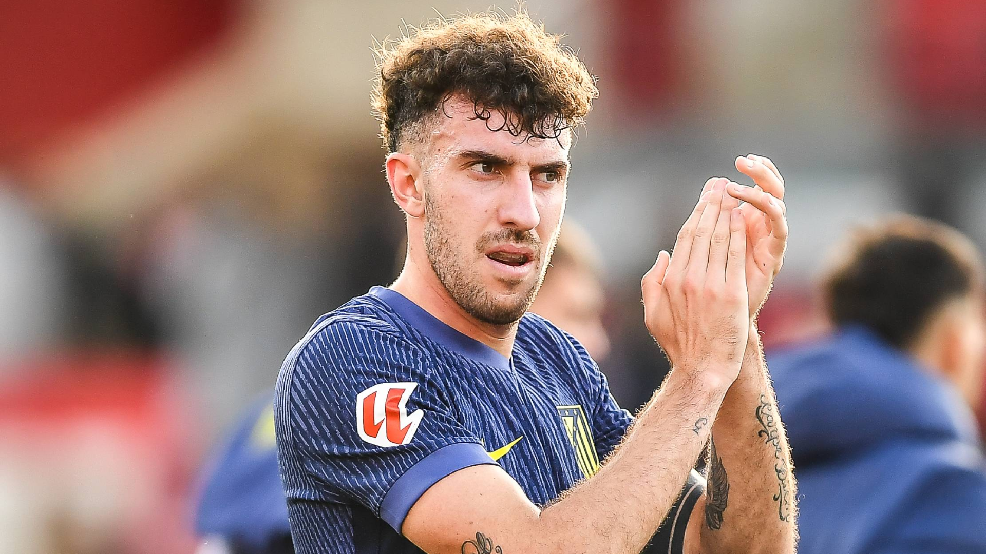 Matteo Ruggeri, en un partido del Atlético