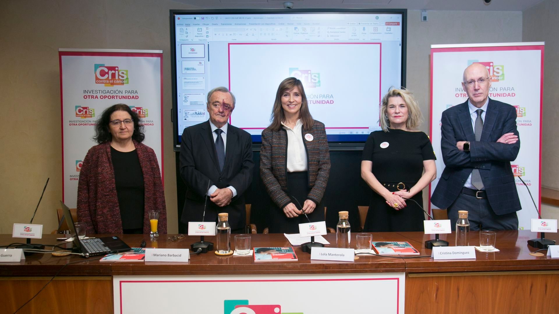 Los ponentes durante la rueda de prensa en la que se han presentado los avances científicos en cáncer de páncreas