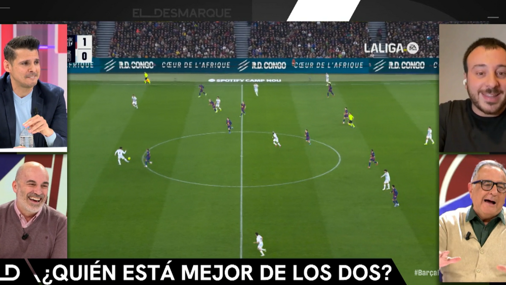 La risa de Roberto Gómez al análisis del Barça - Oviedo