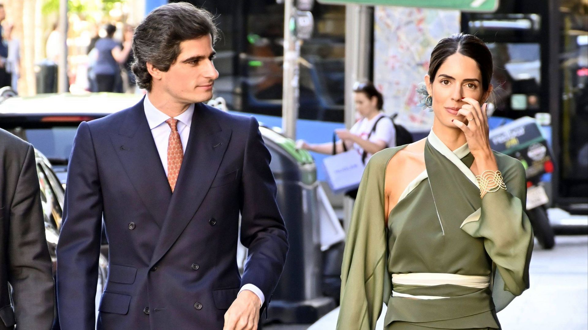 Carlos Fitz James and Sofía Palazuelo during baptism of Carlos Fitz James Corsini