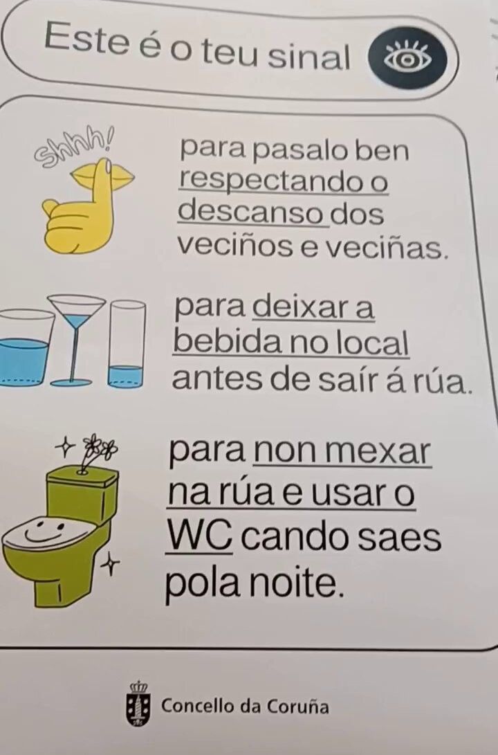 Cartel de la campaña por el civismo en el ocio nocturno que ha puesto en marcha el Concello de A Coruña