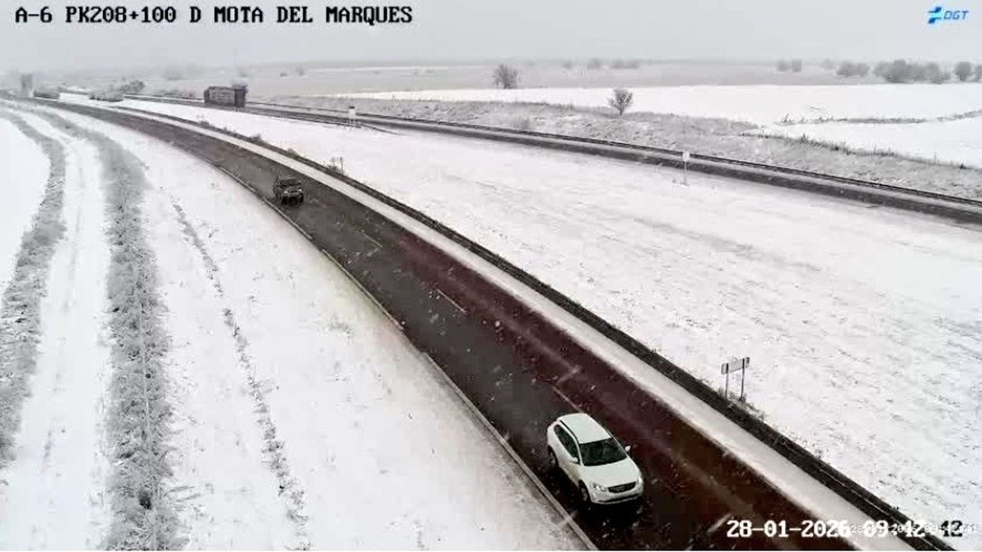 La circulación se complica en el norte y el sureste de la provincia de Valladolid por la nieve