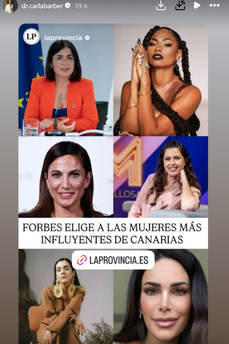 Carla Barber ha presumido de estar entre las 30 mujeres más influyentes de Canarias 2026