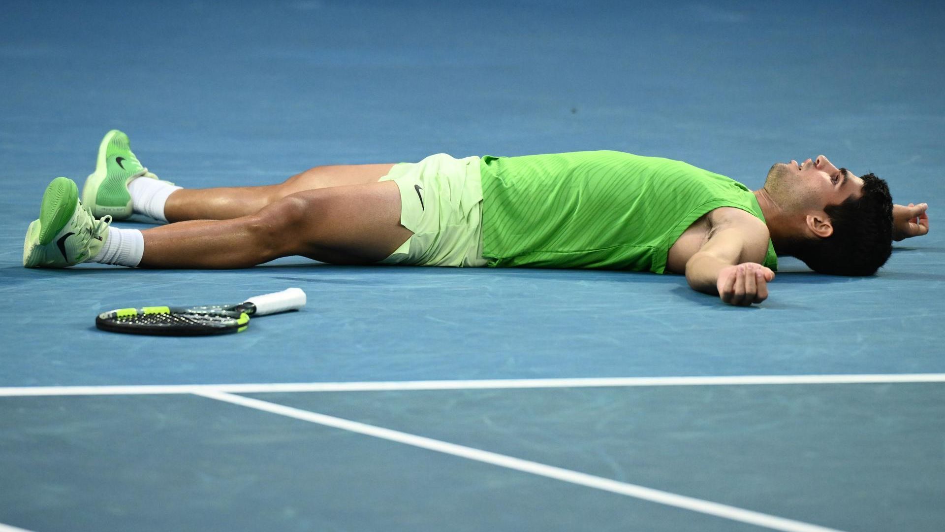 Carlos Alcaraz celebrando en Australia Carlos Alcaraz celebrando en Australia