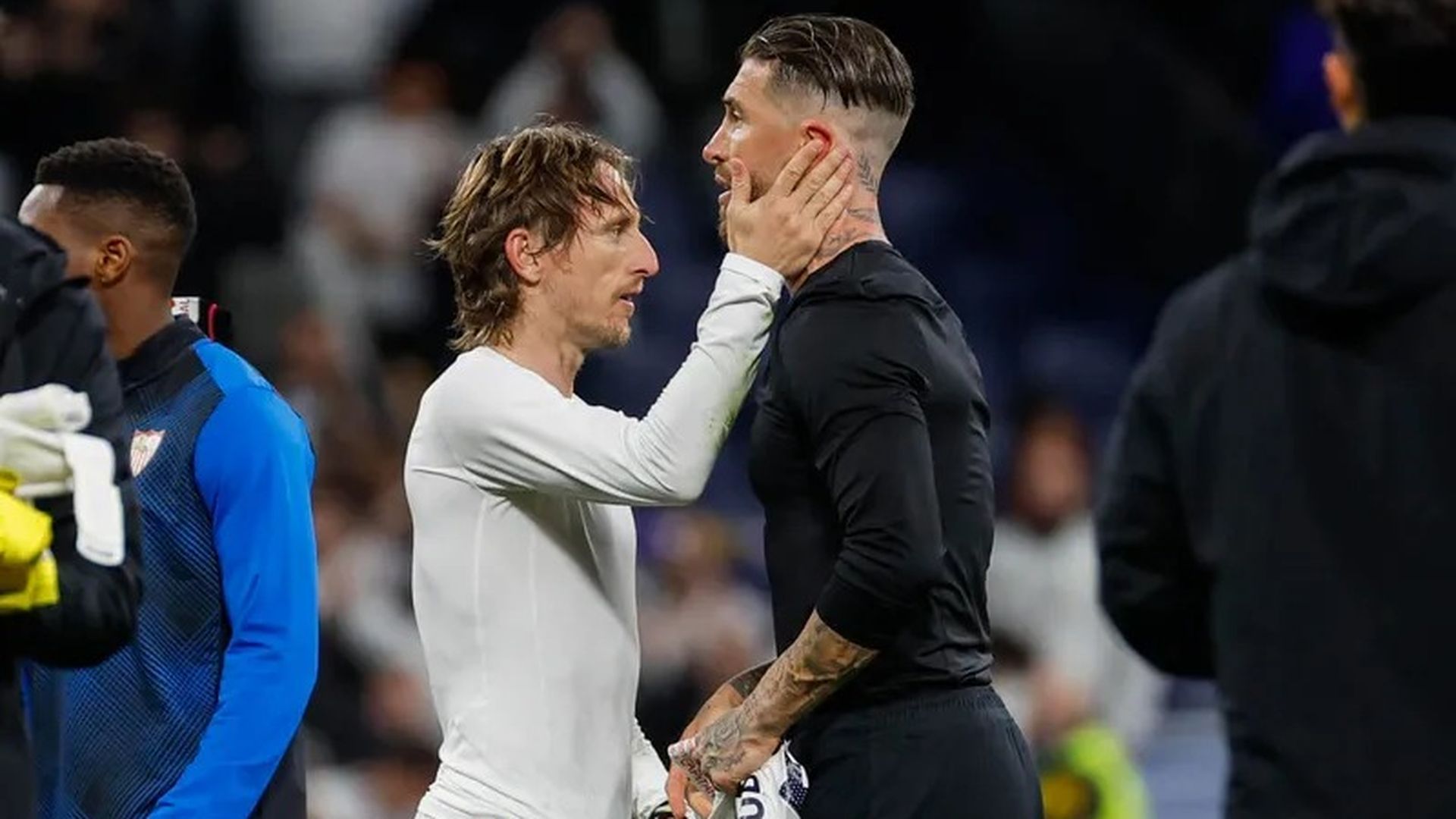 Sergio Ramos y Modric, tras un Real Madrid-Sevilla FC Sergio Ramos y Modric, tras un Real Madrid-Sevilla FC