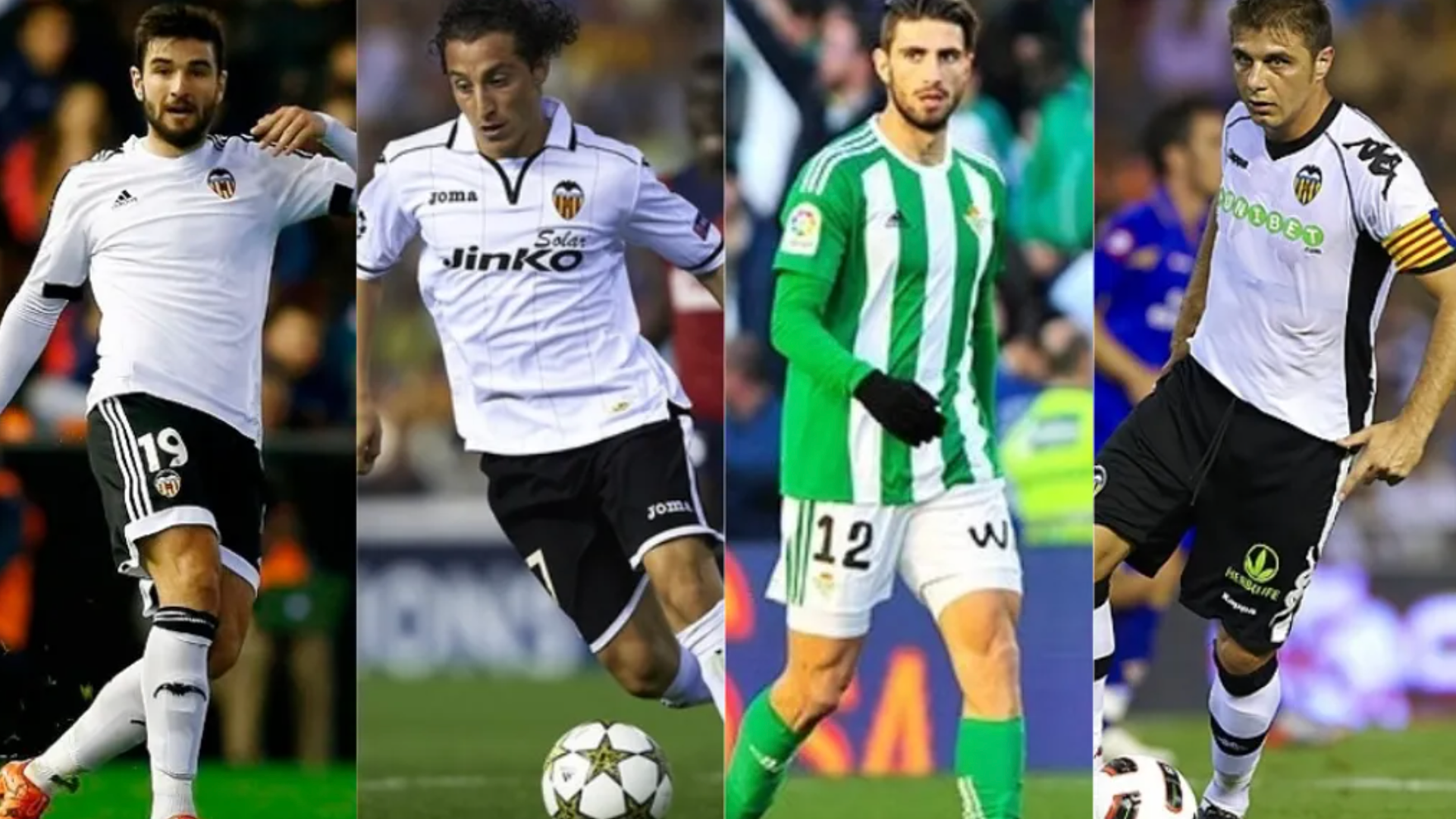 Jugadores del Betis y el Valencia CF