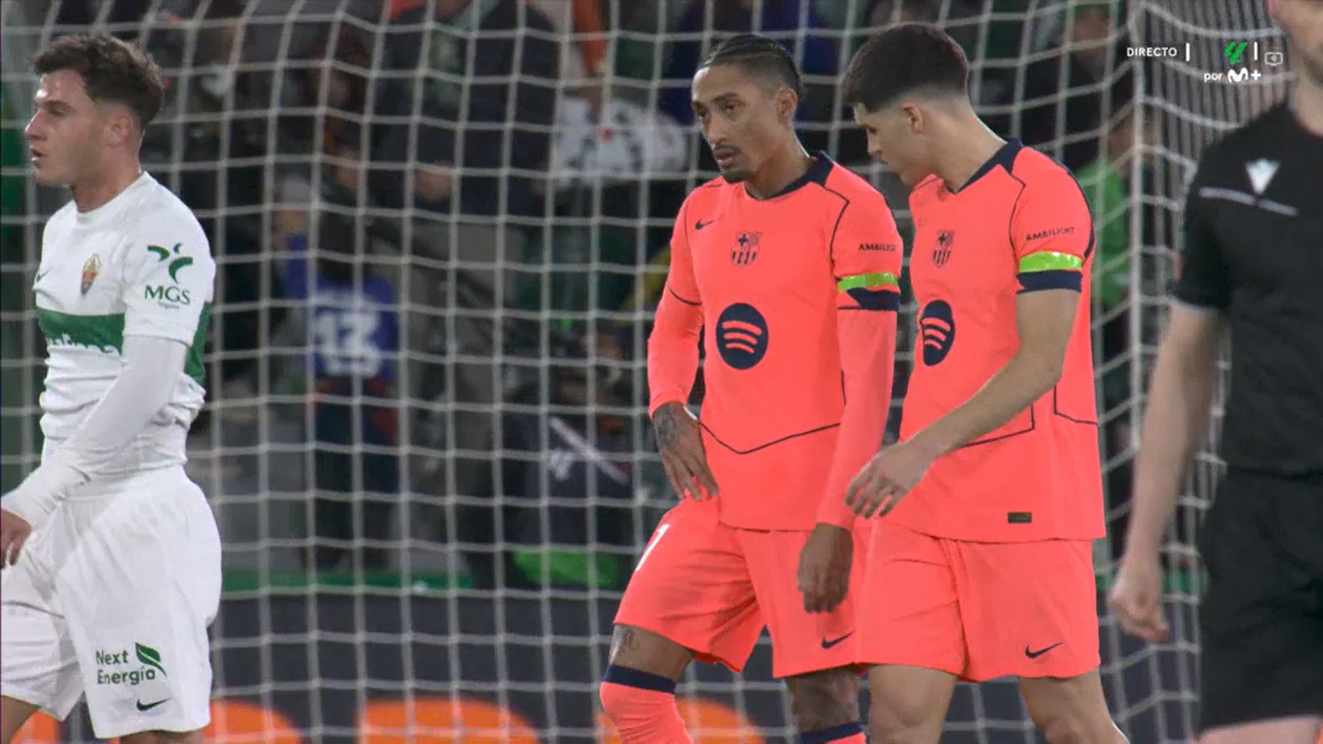 Raphinha y su gesto en el Martínez Valero