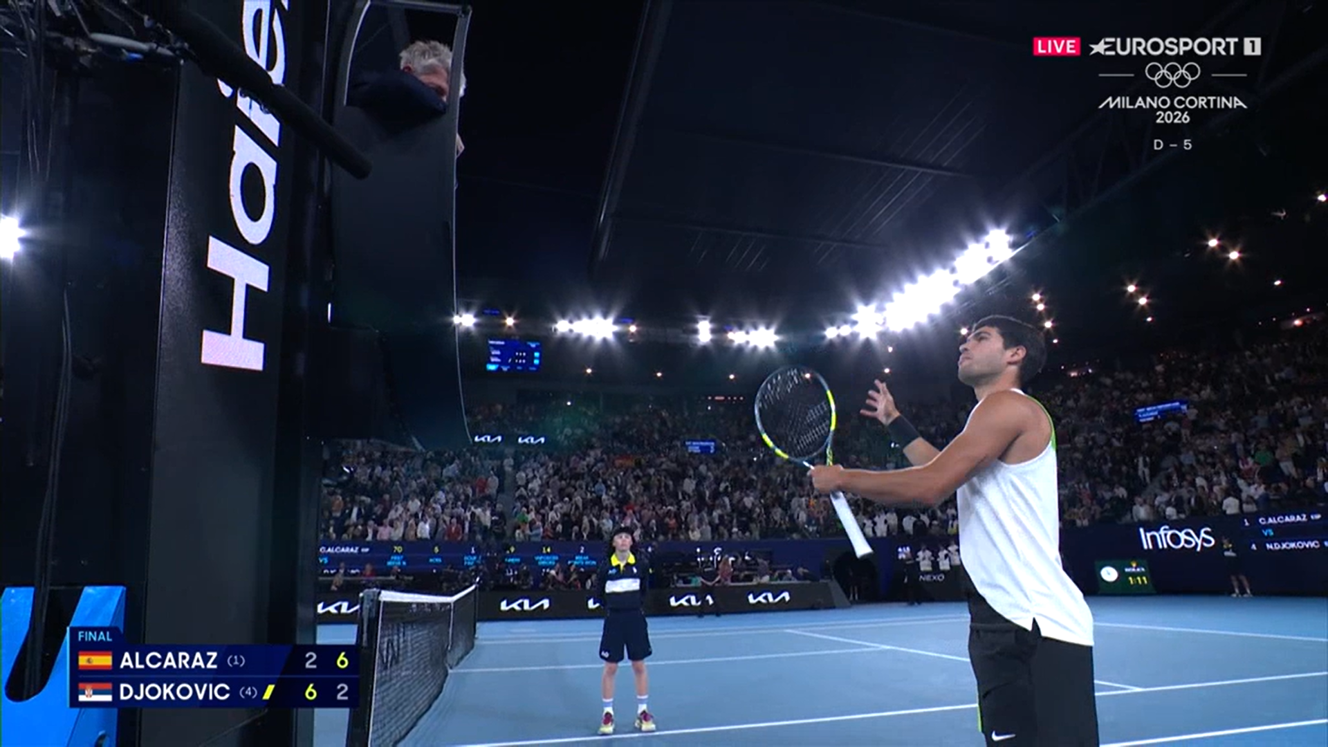 Las quejas de Carlos Alcaraz en la final del Open de Australia Las quejas de Carlos Alcaraz en la final del Open de Australia