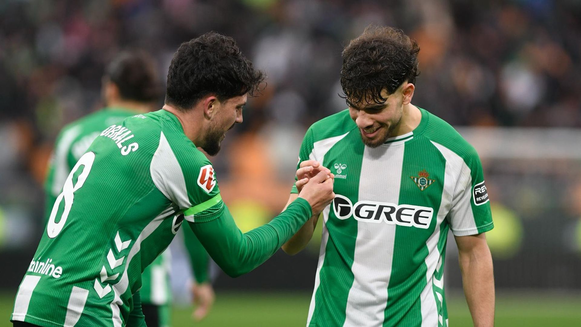 Pablo Fornals y Ez Abde, celebrando el gol ante el Valencia.