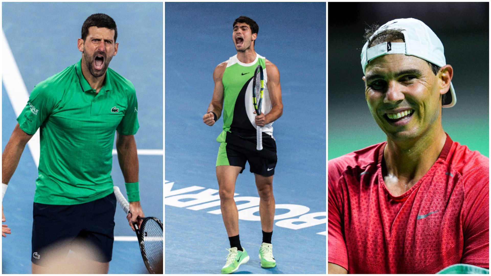Carlos Alcaraz, Novak Djokovic y Rafa Nadal Carlos Alcaraz, Novak Djokovic y Rafa Nadal