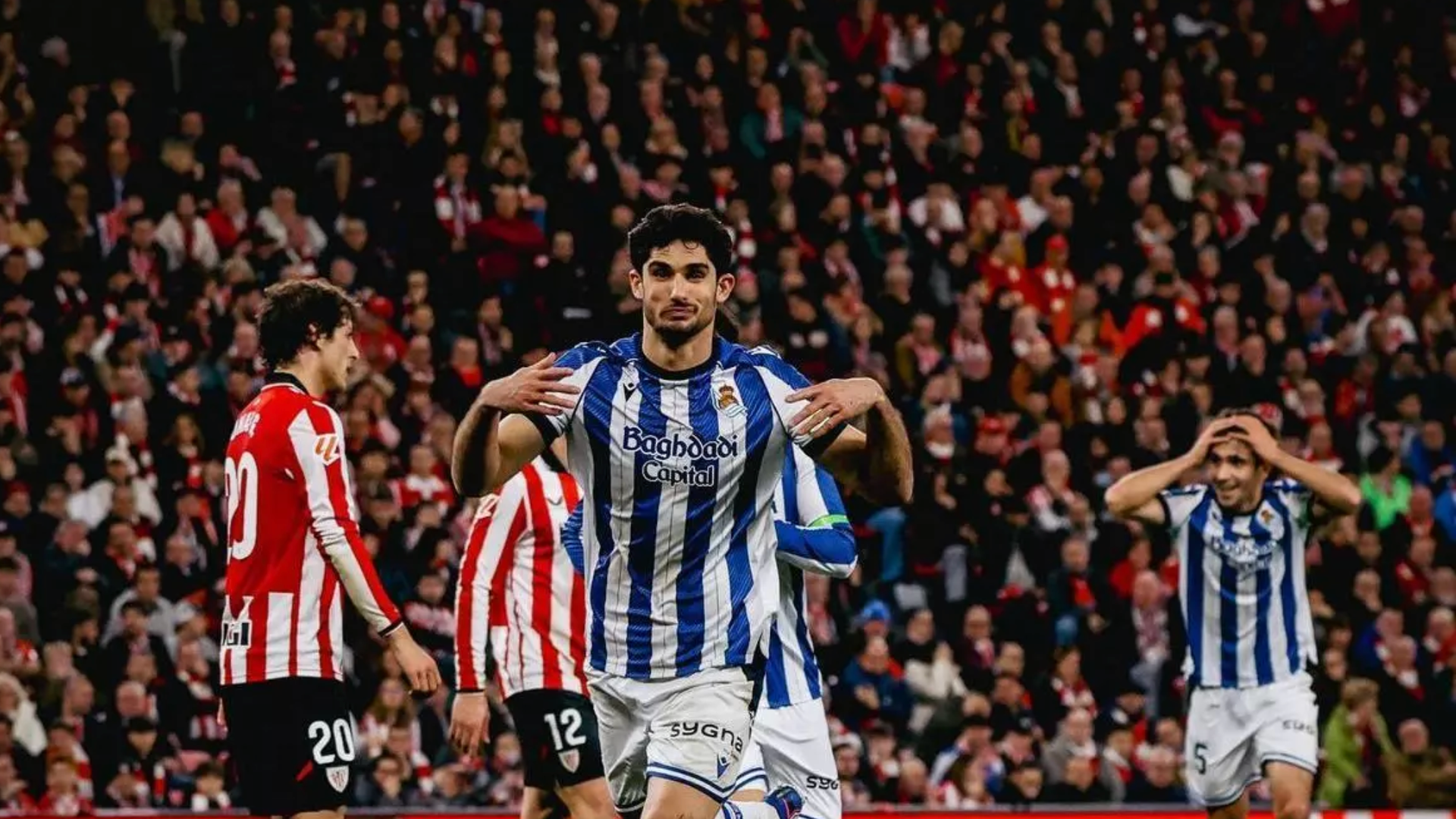 Guedes celebra su gol contra el Athletic