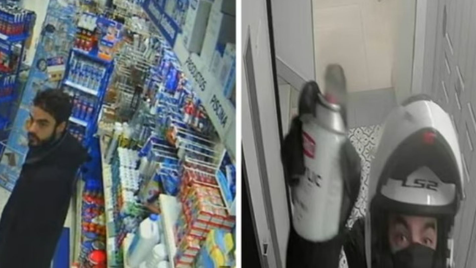 Imagen de David Knezevich en una ferretería y otra captada por el edificio de Ana